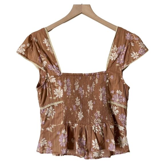 Free People Call Me Baby Blouse in Tan Size Medium - Picture 3 of 6